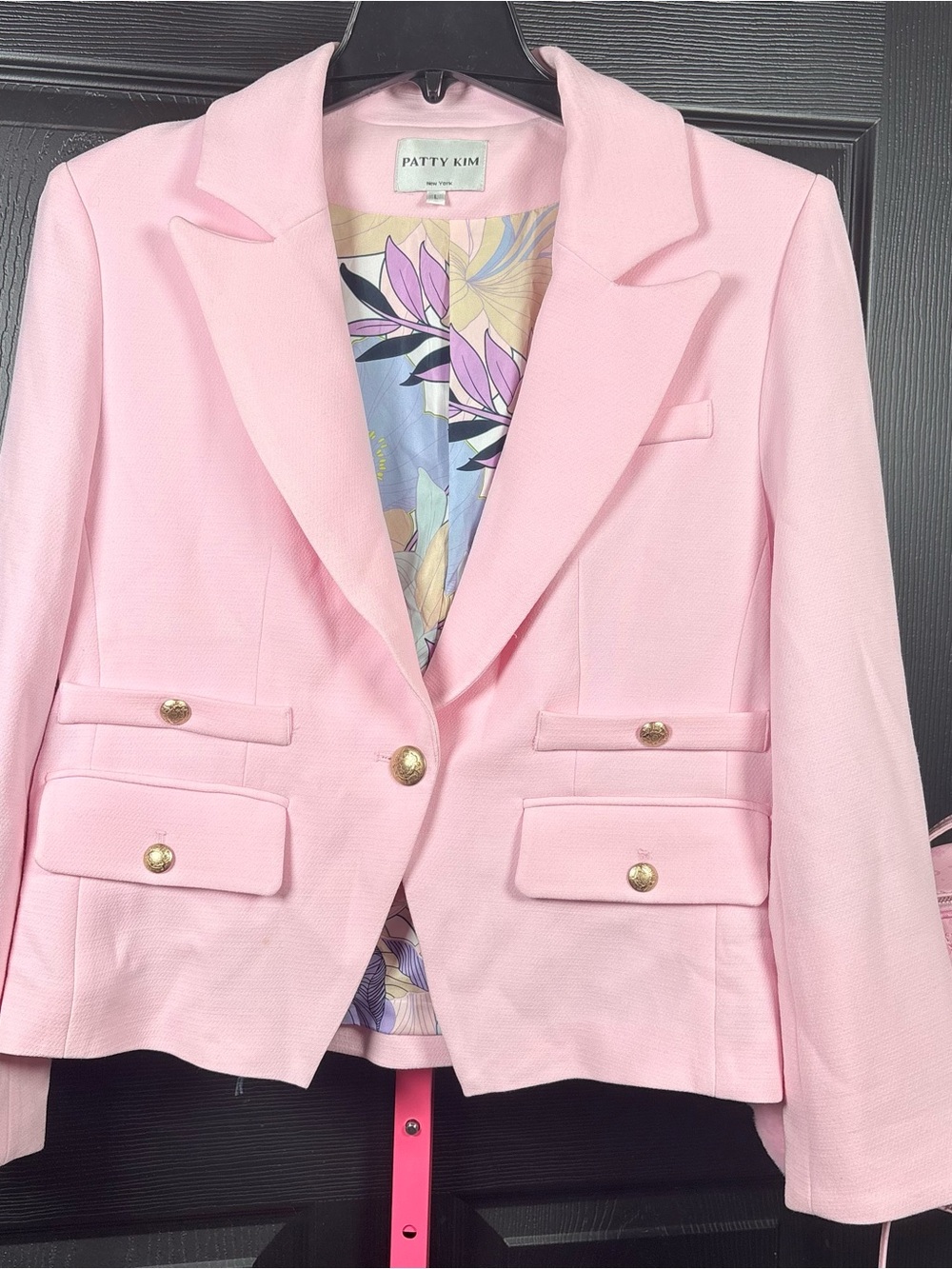 PATTY KIM Light Pink Structured Blazer with Gold Buttons